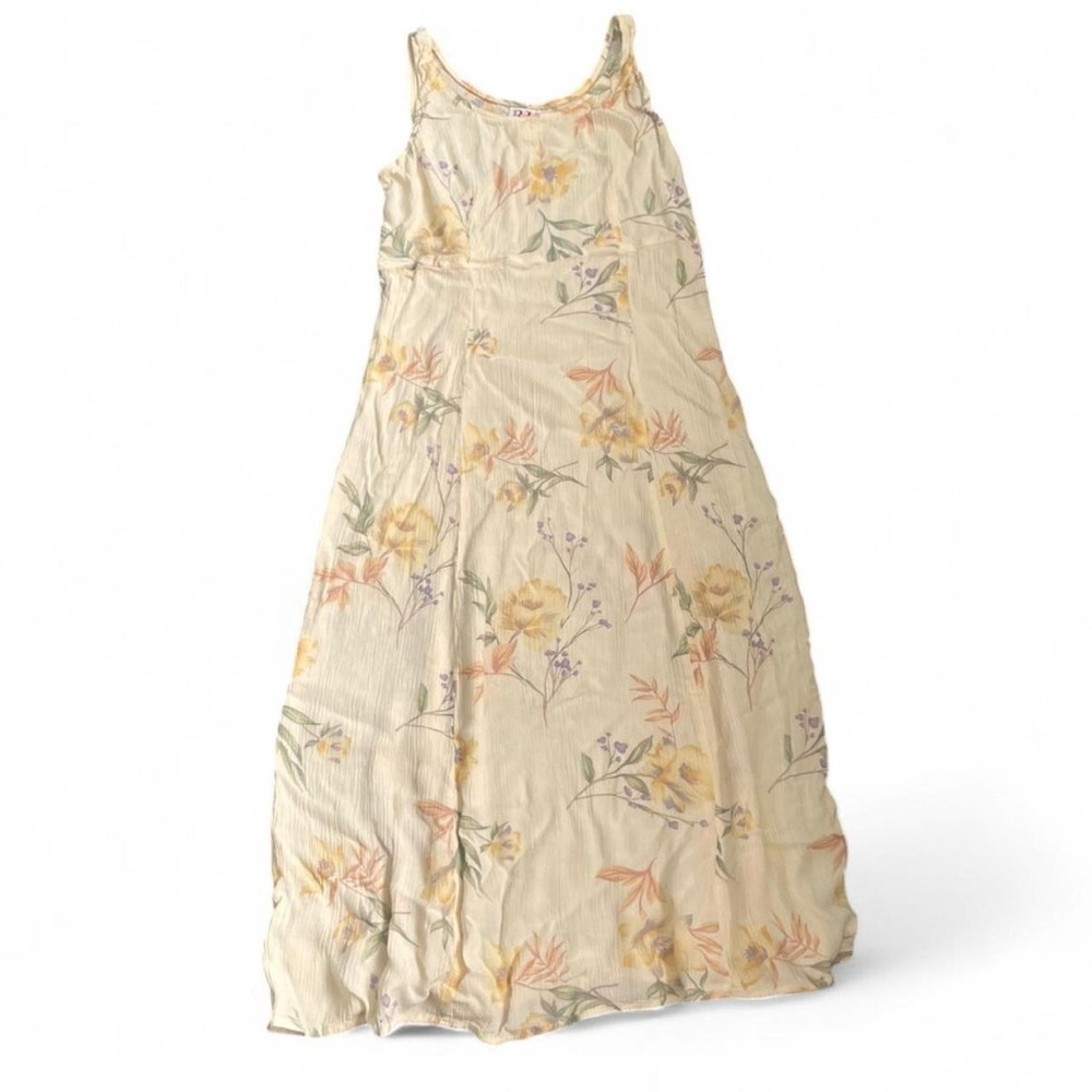 R&K Women's 8 Vintage Small Crepe Rayon Floral Cream Spring Summer Sun Dress